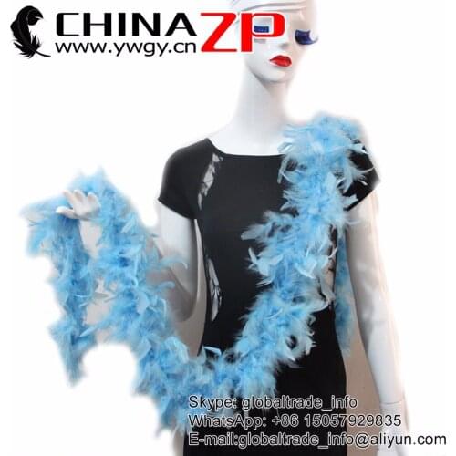 Gold Manufacturer CHINAZP Factory 2yards/lot Cheap and Top Quality Light Blue 40g Chandelle Feather Boas