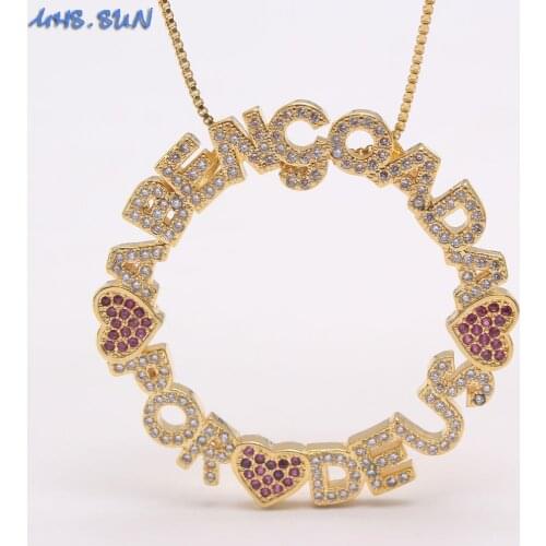 MHS.SUN Trendy Mosaic AAA CZ Letter Pendants Necklace Fashion Women Girls Chain Necklace Gold/Silver Color Jewelry 1Pcs/lot