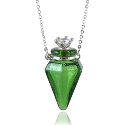 1PC Cone Perfume Bottle Pendant necklace Essential Oil Diffuser Bottle Jewelry Necklace Stainless Steel Chain Necklace For Women