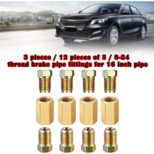 12 Sets Of Threaded Brake Pipe Fittings Brake Brass Unions 4 Inverted Tool Flare Adapter Nuts Union Car Pipeline Compressio