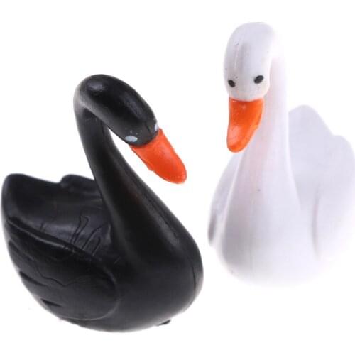 2PCS/Set Garden Miniature Figurine Birds Crane Black Swan for Micro Figurines DIY Mini Animal Figures Toys For Home Decor