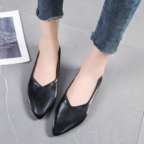 2021 Casual Woman Shoe Pointed Toe Shallow Mouth Female Footwear Knot All-Match Autumn Soft Flats Shoes