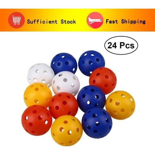 24 PCS/ Pack Perforated Plastic Play Balls Hollow Golf Training Practice Game Balls Sports Balls