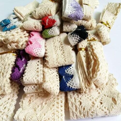 5 pcs /lot (1pcs=1yard=1Style) mix color cotton lace garment sewing fabric decorative cotton crochet lace ribbon handmade