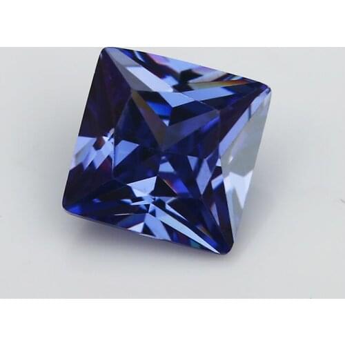 50PCS 2x2~10x10mm Square Shape Dark BLue color AAAAA Loose Cubic Zirconia stone Princess Cut CZ Stone For Jewelry DIY