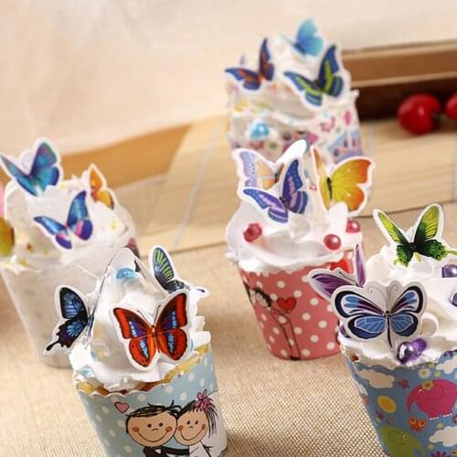 50Pcs/set Cupcake PVC Butterfly Toppers Wedding Cake Topper Wedding Cake Stand Decoration Cake Decorating