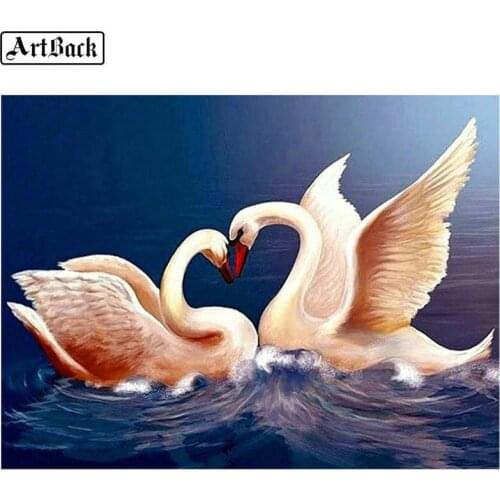 5d diy diamond painting swan full square / round drill animal diamond embroidery tiger 3d diamond mosaic home decoration