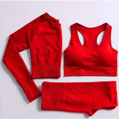Seamless Yoga Set Women Fitness Sportswear Tracksuit Long Sleeve Crop Top High Waist Leggings Workout Gym Clothes Sports Suit