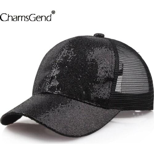 Baseball Cap Sequins Ponytail Caps Women Girls Breathable Mesh Sports Hat Snapback Woman Hip Hop Street Dance Hats 2185