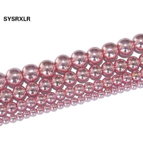 Free Shipping Natural Stone Beads Pink Hematite Round Loose Beads For Jewelry Making Diy Bracelet Necklace Material 4 6 8 10 MM