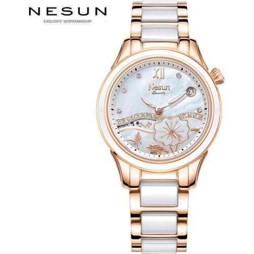 Switzerland Ceramic Watch Women Nesun Top Luxury Brand Fashion Rose Gold Bracelet Ladies Watches Waterproof Relogio Masculino