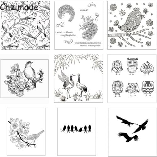 Chzimade Peacock Birds Pattern Silicone Clear Stamp Seal For DIY Cards Making Photo Album Scrapbooking Clear Stamp Crafts