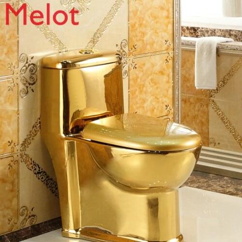 Household European pumped gold toilet home small household siphon type water-saving anti-odor ceramic color toilet