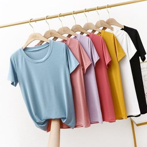 Basic T Shirt Women Summer New candy color Solid Tees 7 Color Casual Loose Tshirt Korean O Neck Female Tops M L XL XXL