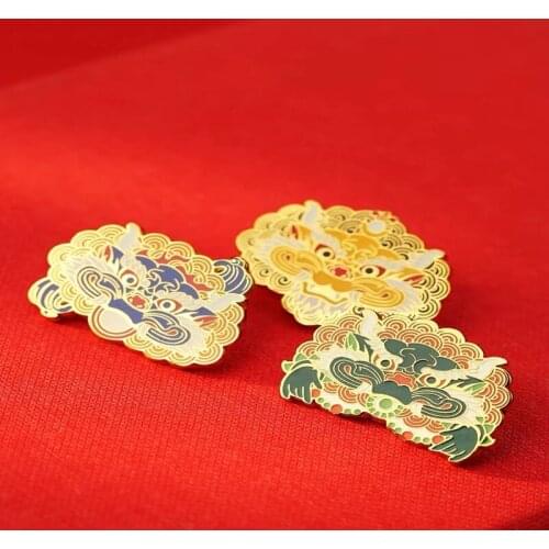 HOSENG Chinese The Potala Palace Auspicious Gluttonous Animal Series Brooch Women Man Elegant Luxury Enamel Jewelry Pin HS_161