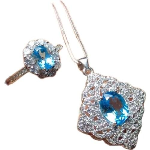 KJJEAXCMY exquisite jewelry 925 pure silver inlaid natural torpid stone jewelry pendant pendant 2 sets