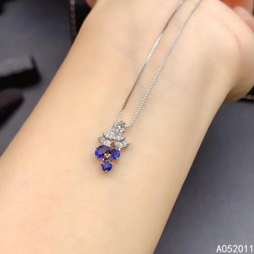 KJJEAXCMY fine jewelry natural sapphire 925 sterling silver elegant girl new pendant necklace chain support test