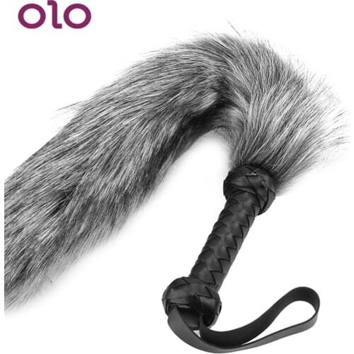 OLO Fox Tail Whip Braided Handle Spanking Paddle Sex Whip Bondage Slave Roleplay Adult Games Sex Toys for Men Women Couples