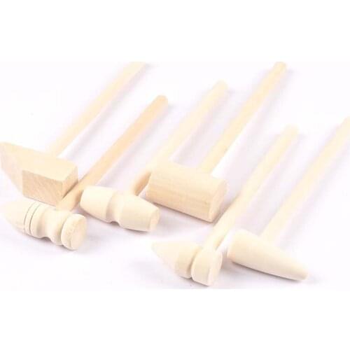 2Pcs Mini Wooden Hammer Natural Wood Craft Mallets For Seafood Lobster Crab Leather Jewelry Making Kids Toys Handicraft Tools