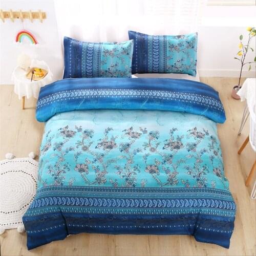 Blue Flower Bedding Sets 240x220 Double Queen Plant Duvet Cover 200x200 Blossom Comforter Set Pink Floral Nordic Bed Cover