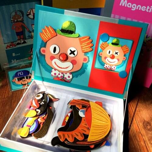 Childrens 3-6-year-old magnetic jigsaw 3D jigsaw magnet Book DIY assembly parent child game toy Early education puzzle