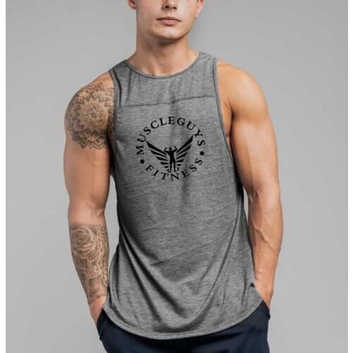 Muscleguys Mens Bodybuilding Tank Top Workout Cotton Sleeveless Shirt Gyms Clothing Fitness Stringer Singlet Male Casual Vest