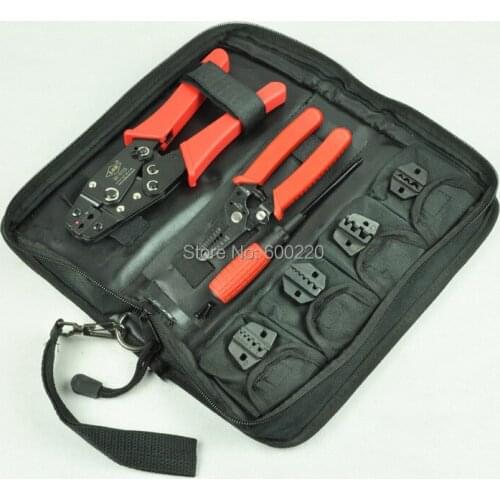 Hand crimping tool set with cable stripper and cutter,screwdriver,replaceable dies,crimping tool kit for crimping terminals