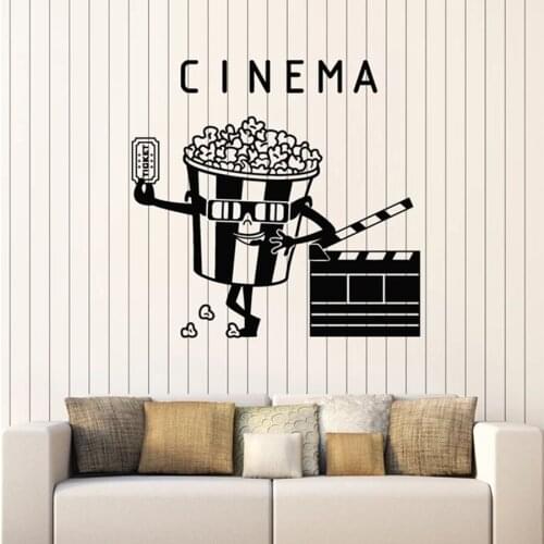 Cinema Wall Decal Ticket Movie House Creative Popcorn Filming Interior Decoration Vinyl Window Stickers Lettering Art Mural M622