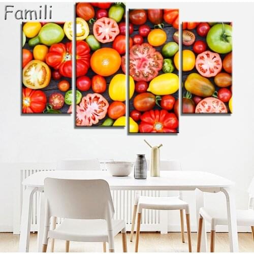4 Panel Wall Art Painting On Cuadros Picture Oil Paintings Modern Fruit Kitchen Pictures Hd Print Canvas Schilderij No Frame