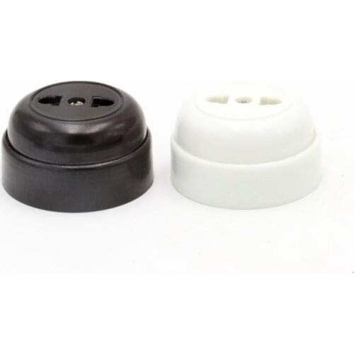 2 Pin Rustic Wall Socket Single Surface Mounted 2 Holes Old Style EU Standard Around Vintage Socket