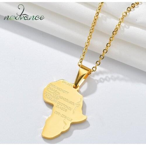 Nextvance Fashion Hip Hop Africa Map Pendant Necklace Charm Stainless Steel Ethiopian Jewelry Wholesale Necklace Women Men Party