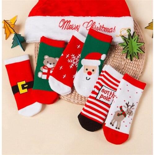 New Cotton Lovely Baby Christmas Sock Kids Boys Girls Slip-resistant Floor Warm Sock For New Year Gift