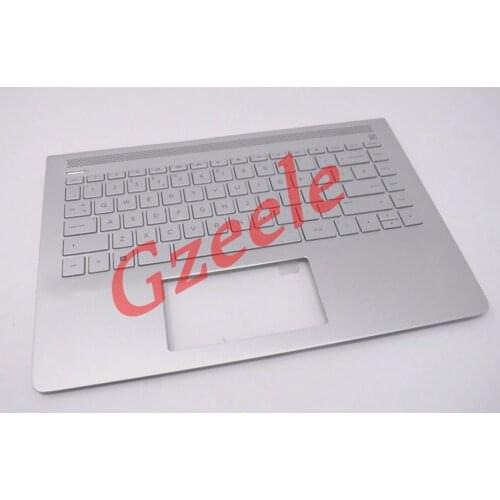 GZEELE New upper case for HP PAVILION 14-BF153SA 14-BF 14-BF046TX 14-BF042TX SILVER PALMREST & KEYBOARD bezel palmrest cover