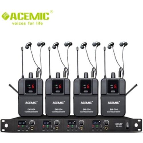 NEW RELEASE Acemic EM-D04 FIRST Four Channel Wireless In-Ear Monitor System bodypack microphone for stage performance music band
