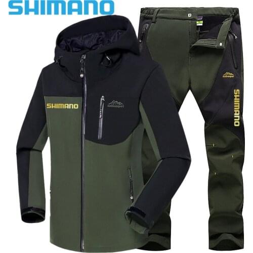 SHIMANO clothing for Fishing Jacket Waterproof Windproof Warm Thick Pants Fishing Shirt Sports Fishing Suit Winter Fishing Wear