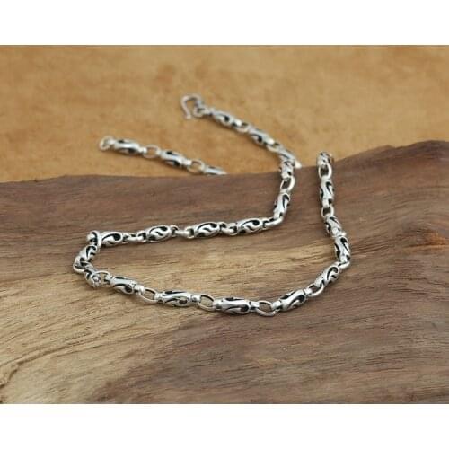 Solid 925 Sterling Thai Silver link Chain Necklace men women jewelry 5mm A4745