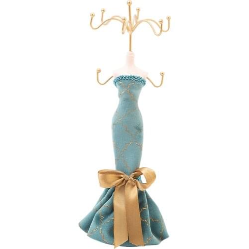 Jewelry Holder Organizer Blue Lady Figure Shape Mannequin Earring Stand