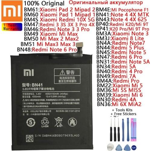 Original Replacement Battery For Xiaomi Mi Redmi Note Mix 2 3 3S 3X 4 4X 4A 4C 5 5A 5S 5X M5 6 6A 7 8 9 Pro Plus Lite batteries