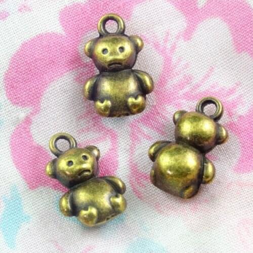 40pcs Antique Bronze Plated Bear Charm Pendants 7*10*16MM DIY Jewelry Findings