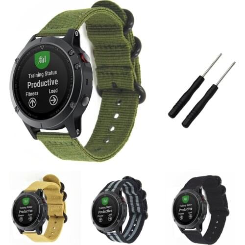 20mm 22mm Premium Nato Nylon Strap Watch Band For Garmin Fenix 5 5S/6 6S Pro/ Instinct / Forerunner 935 /Approach S60 with Tool