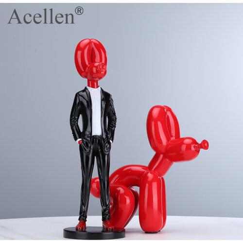 Gentleman Balloon Dog Statue Resin Sculpture Home Decor Modern Nordic Home Decoration Accessories for Living Room Animal Figures