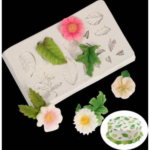 Flower Leaf Pattern Silicone Fondant Cake Soap Mold For Cake Decorating Tools Kitchen Baking Pastry Fondant Easter Decor