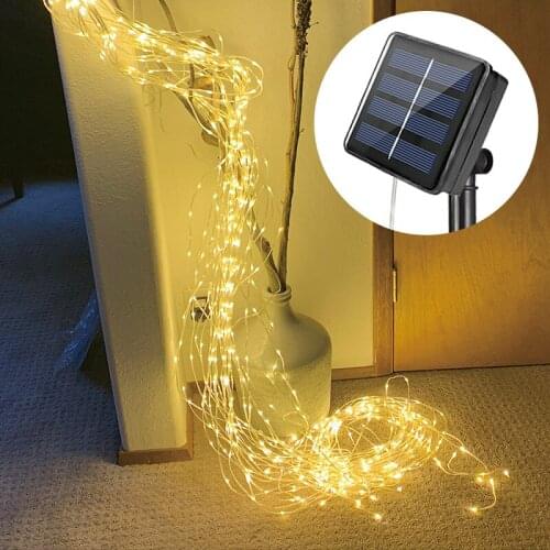 200/100 LED Solar Fairy Lights Vine String Lights Waterproof Hanging Twinkle Fairy Lights Copper Wire LED Solar Lights