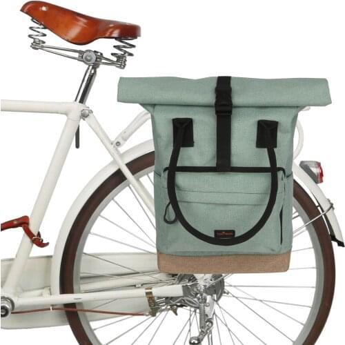 Tourbon Retro Nylon Roll-top Clip-On Market Shopping Bike Panniers Shoulder Tote School Bag Bicycle City Commuting Bags