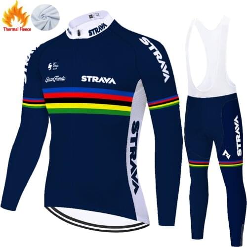 STRAVA cycling jersey ​​​Winter Thermal Fleece traje de ciclismo hombre ​​20D uniforme ciclismo ​warm long sleeve cycling wear