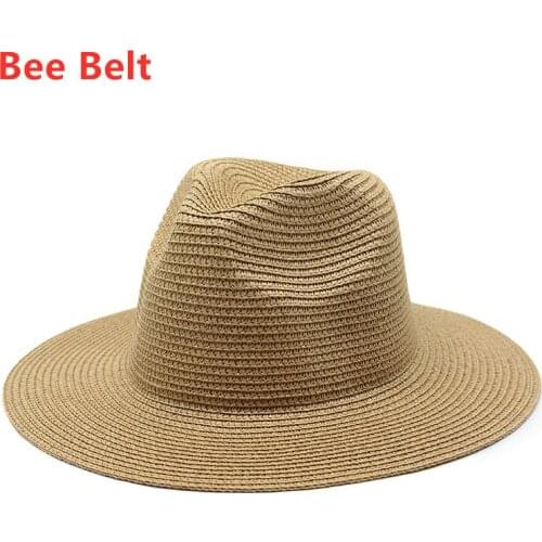Colorful summer Bee Chain sunshade beach hat Women Wide Brim Straw Panama Hat Fedora Beach Sun Hat UPF50+ sunscreen holiday