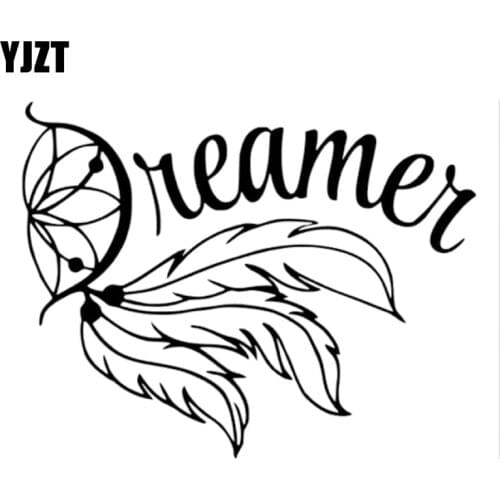 YJZT 15*11.8CM Fashion Dreamer FEATHER Dream Catcher Decals Car Sticker Black/Silver Vinyl S8-1514