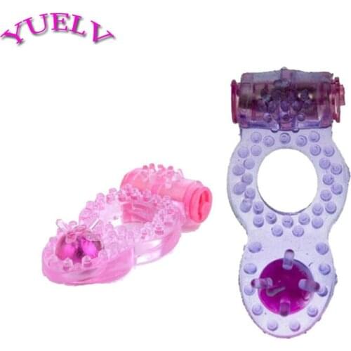 YUELV Purple/Pink Vibrating Penis Rings Clit Dual Cock Rings Vibration Stretchy Delay Penis Ring Sleeve Adult Sex Toys For Men