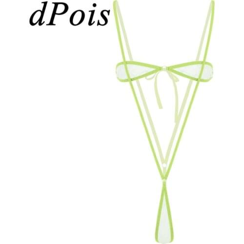 Womens Lace Panty Strapless Tie-on Micro Mini Tube Bra Suspender G-String Thong Bottom Femme Sexy Panties Sheer Lingerie Set