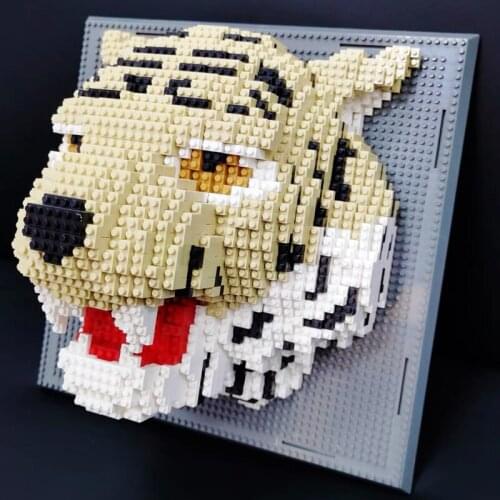 Animal Mural Micro Building Blocks Dragon Unicorn Elephant Deer Tiger Bricks 3D Model Toy For Kid Birthday Gift Home Decor